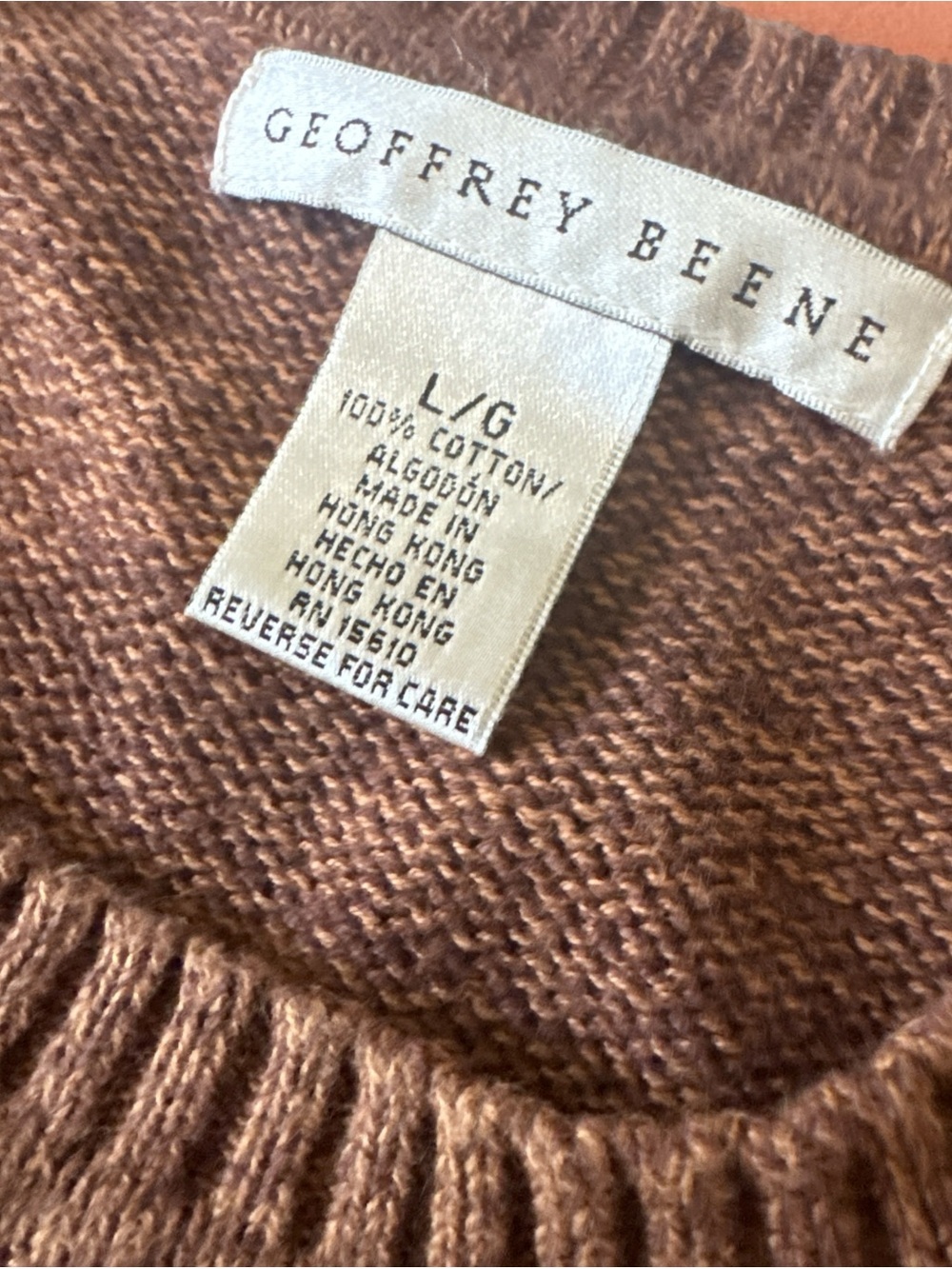 Geoffrey Beene 💯 cotton Men's Brown Crewneck Sweater - Picture 3 of 5